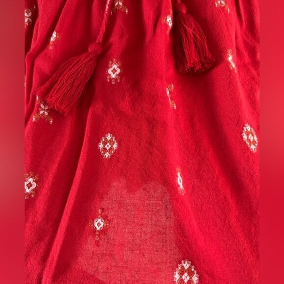 Ariat Red Western Boho Lightweight Bohemian Shirt Blouse Sz Medium - Picture 6 of 16